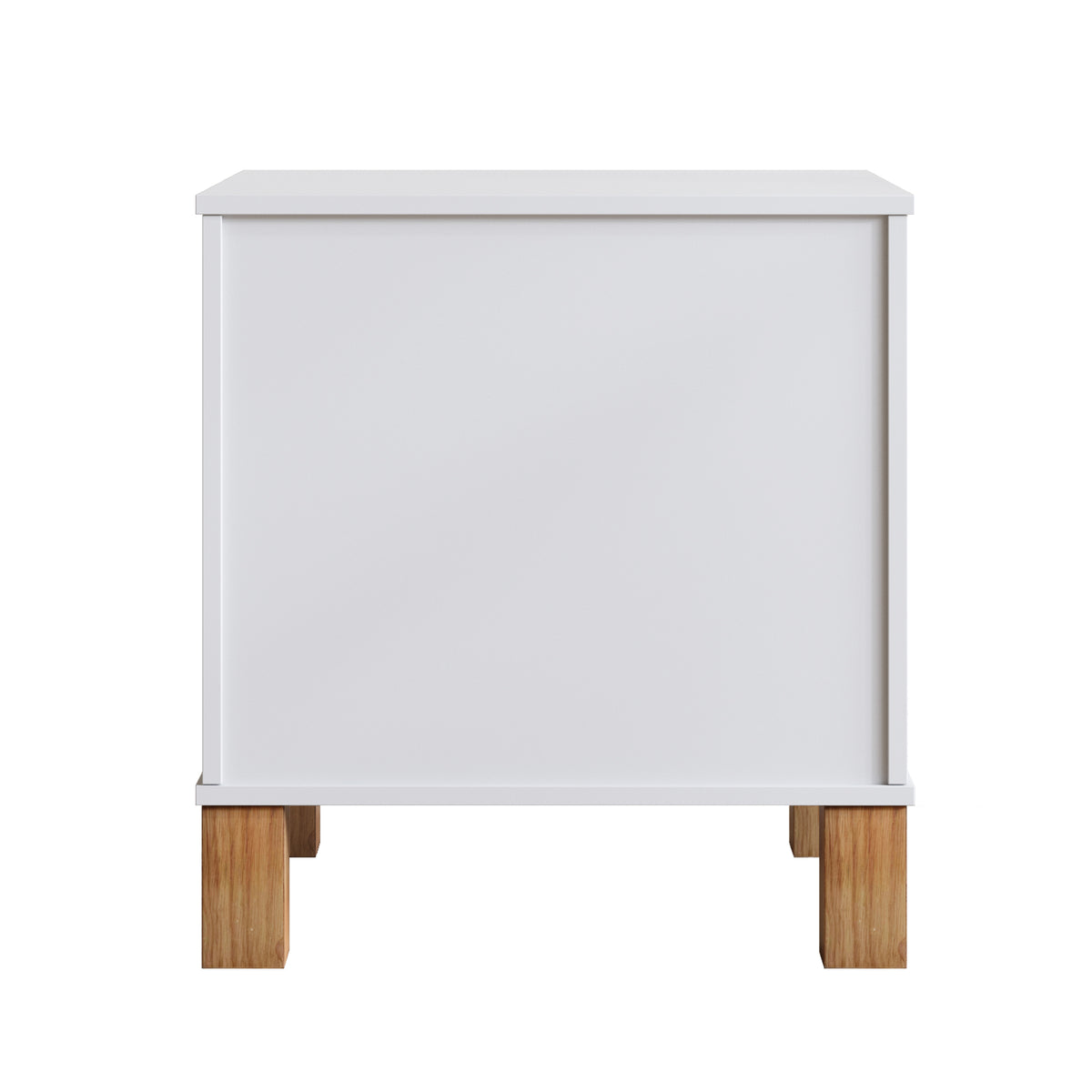 KPUY&HOME Fluted 2-Drawer Nightstand with Solid Wood Legs & Metal Handles, Tall Bedside Table with Storage, White