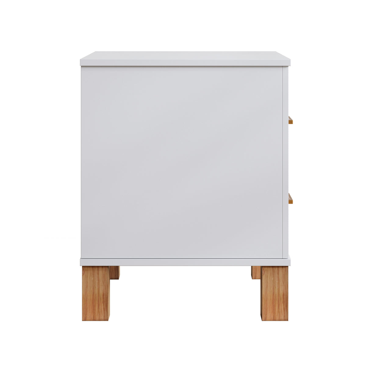 KPUY&HOME Fluted 2-Drawer Nightstand with Solid Wood Legs & Metal Handles, Tall Bedside Table with Storage, White